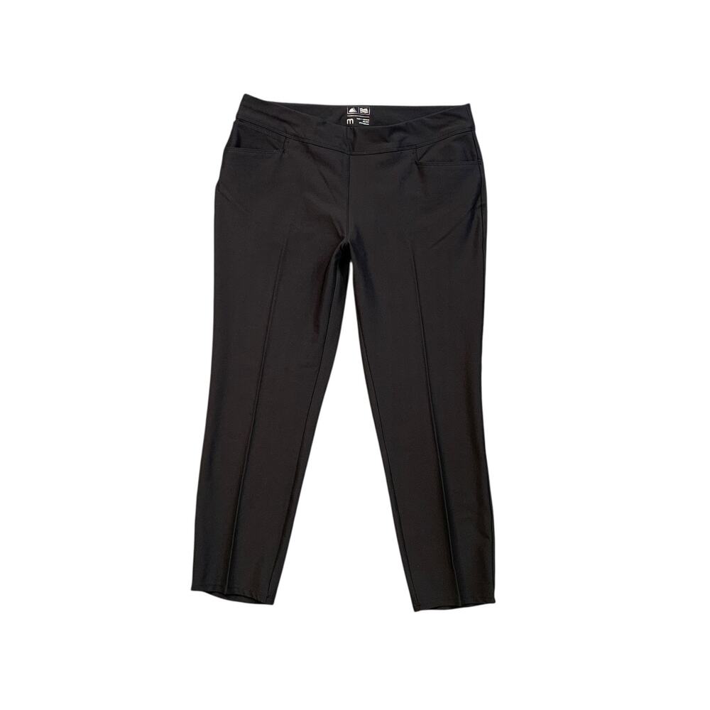 Adidas Pants Women M Medium Black Pull On Slit Pockets Performance Tapered Ankle
